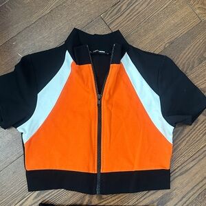 Fashion nova two piece orange and black set